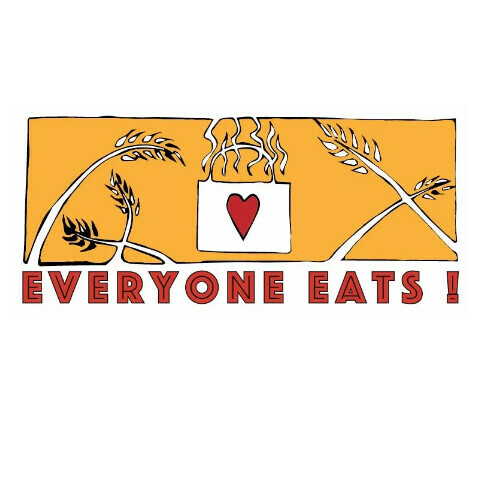 Logo for VT Everyone Eats; red heart and writing with wheat illustrations over orange background