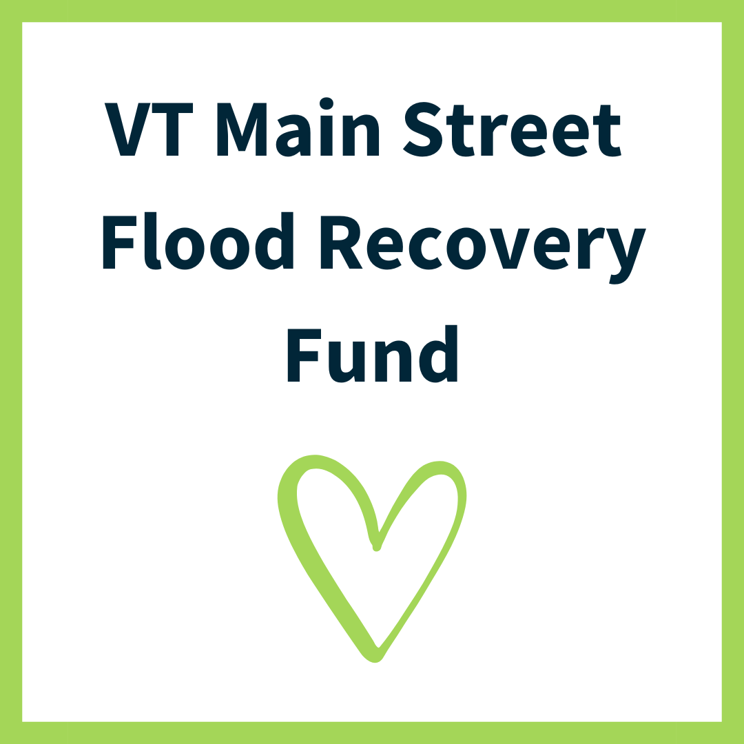 green lined heart, logo for Vermont Main St Flood Recovery Fund
