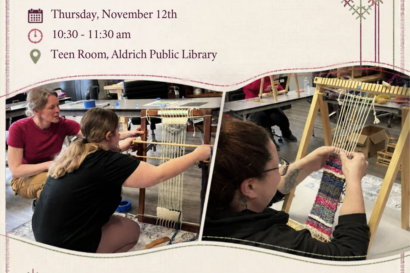 Brook Street High School Art Show at Aldrich Library on Nov 12, showcasing student artwork.