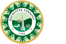 Logo of Rochester, Vermont, featuring a green seal and the town name.